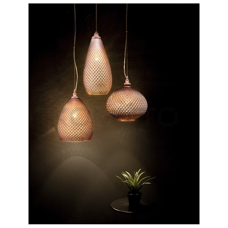 Szklana Lampa wisząca Szyszka 24 różowe złoto Szklana Lampa wisząca Szyszka 24 różowe złoto