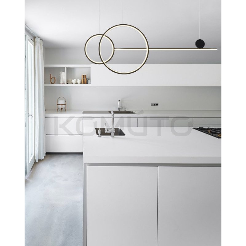 Pozioma Lampa wisząca NEW AGE LED czarna 120 nad stół Pozioma Lampa wisząca NEW AGE LED czarna 120 nad stół