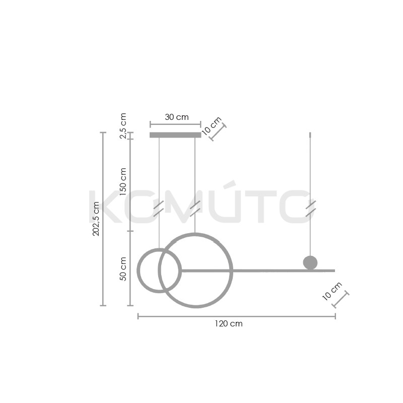 Pozioma Lampa wisząca NEW AGE LED czarna 120 nad stół Pozioma Lampa wisząca NEW AGE LED czarna 120 nad stół