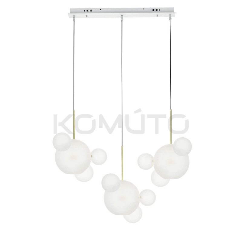 Lampa Wisząca Capri Line 3 biała jak bańki bąbelki do salonu