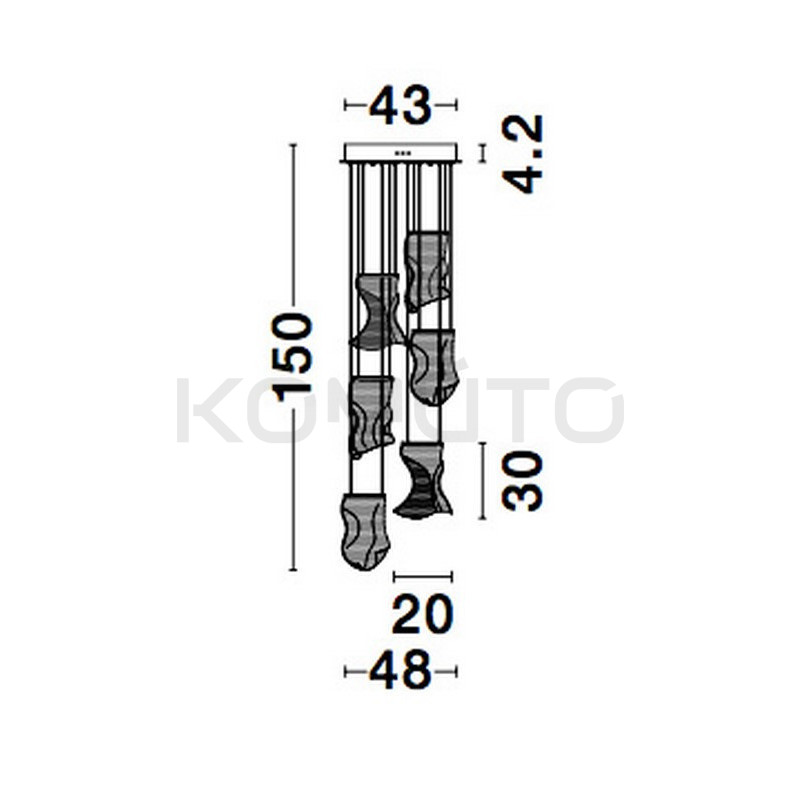 Lampa wisząca Blowin LED 6 kloszy jak dzwonki wietrzne Lampa wisząca Blowin LED 6 kloszy jak dzwonki wietrzne
