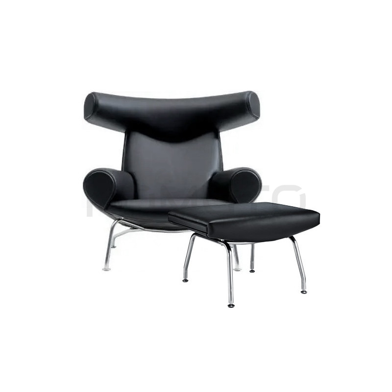 Fotel z podnóżkiem Wół Bauhaus inspirowany projektem OX CHAIR