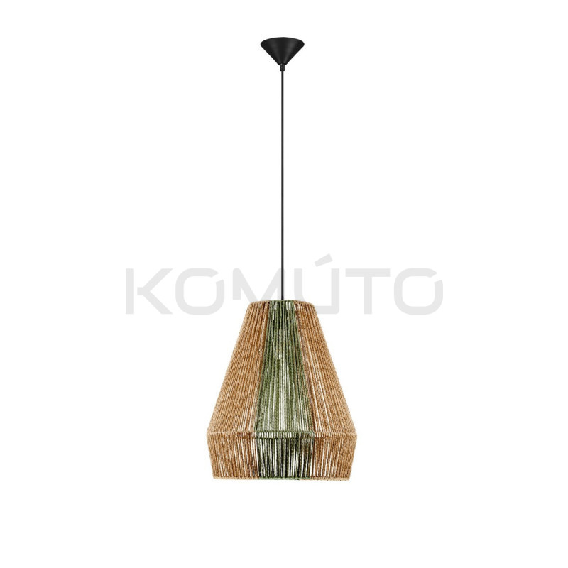 Naturalna lampa Greenzly sznurek naturalny zielone elemnty