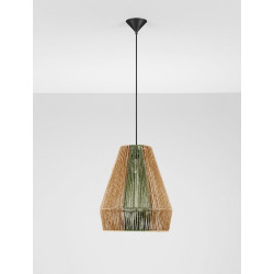 Naturalna lampa Greenzly sznurek naturalny zielone elemnty