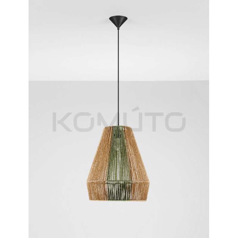 Naturalna lampa Greenzly sznurek naturalny zielone elemnty