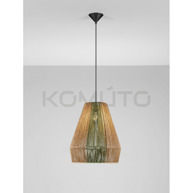 Naturalna lampa Greenzly sznurek naturalny zielone elemnty