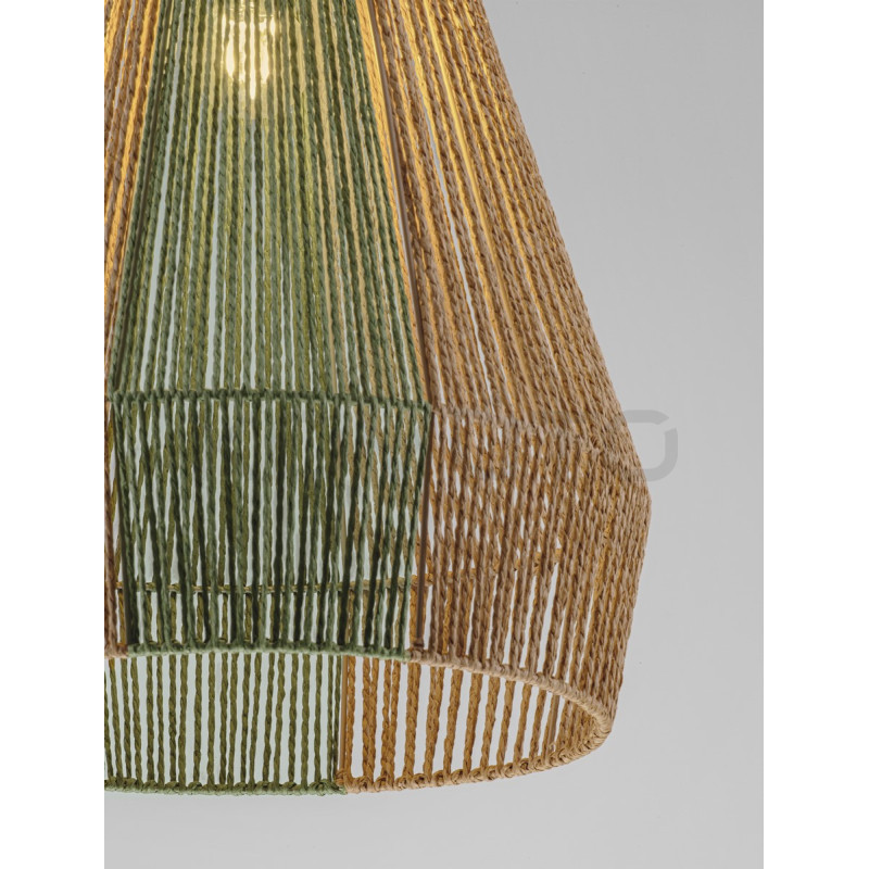 Naturalna lampa Greenzly sznurek naturalny zielone elemnty