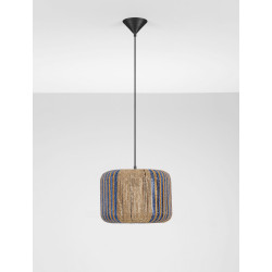 Naturalna lampa ze sznurka Dora 33 niebieskie wstawki