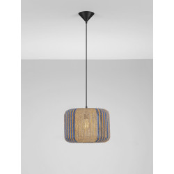 Naturalna lampa ze sznurka Dora 33 niebieskie wstawki