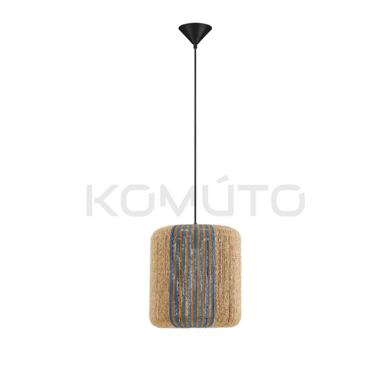 Naturalna sznurkowa lampa wisząca Jashua z niebieskim nad stół