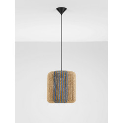 Naturalna sznurkowa lampa wisząca Jashua z niebieskim nad stół