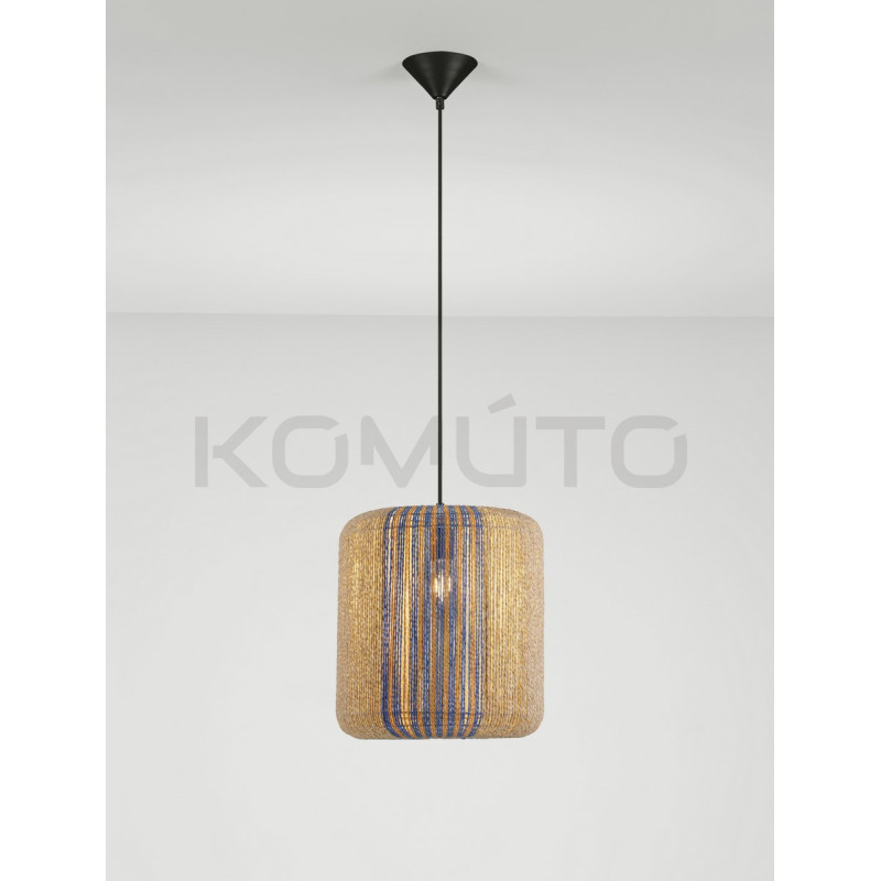 Naturalna sznurkowa lampa wisząca Jashua z niebieskim nad stół