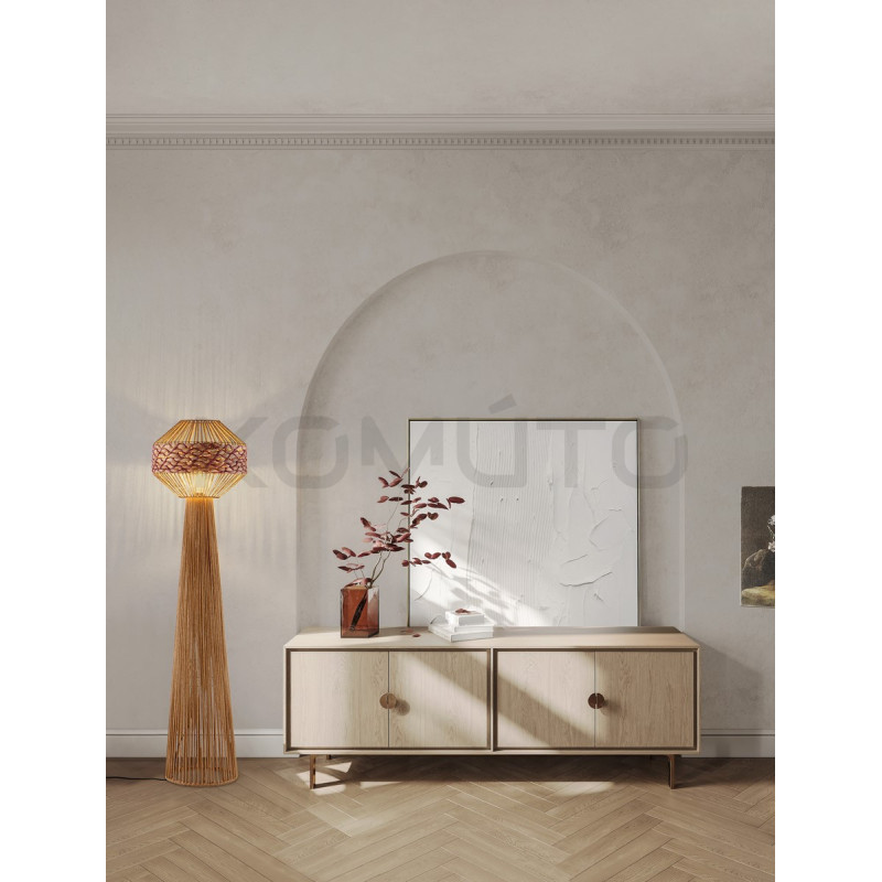 Sznurkowa lampa naturalna podłogowa z hiacyntem boho Nikita