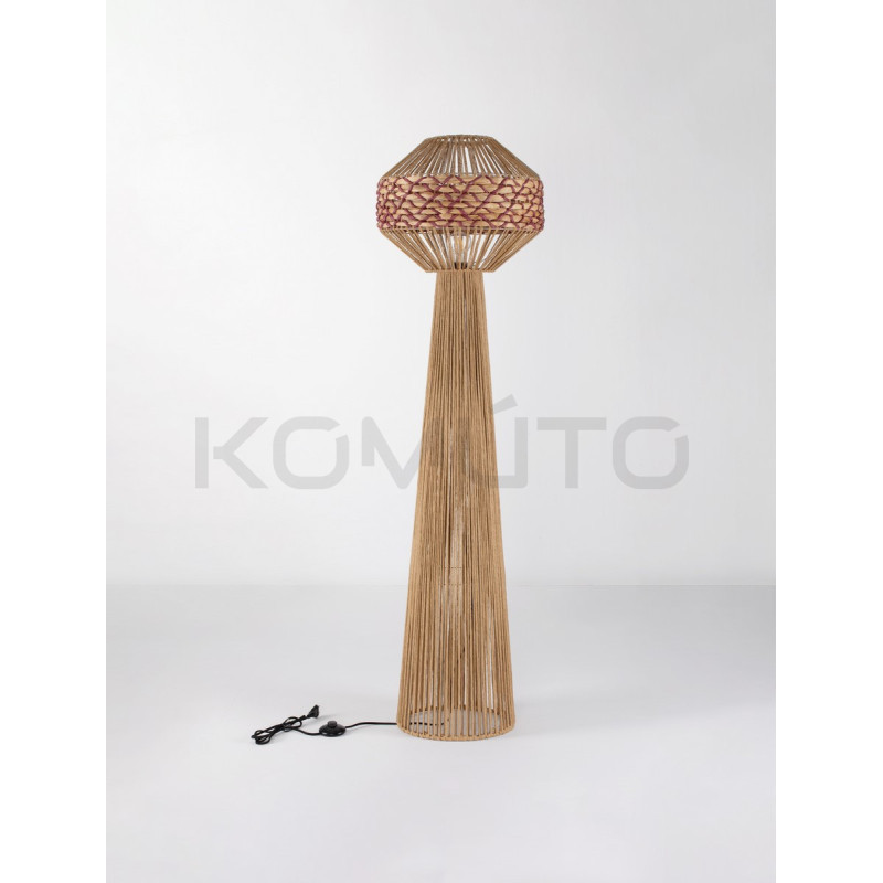 Sznurkowa lampa naturalna podłogowa z hiacyntem boho Nikita