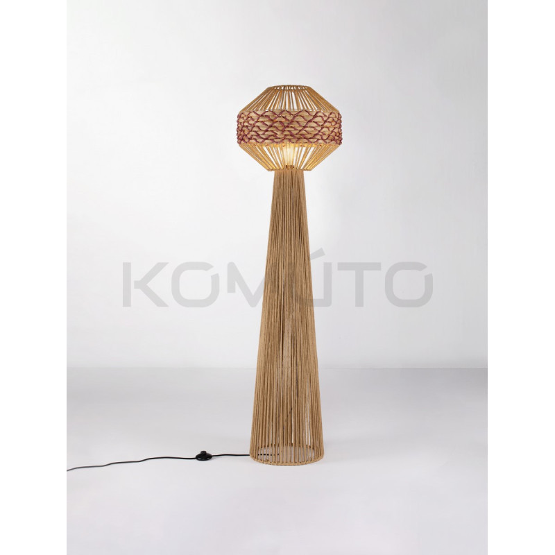 Sznurkowa lampa naturalna podłogowa z hiacyntem boho Nikita