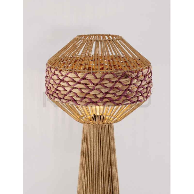 Sznurkowa lampa naturalna podłogowa z hiacyntem boho Nikita