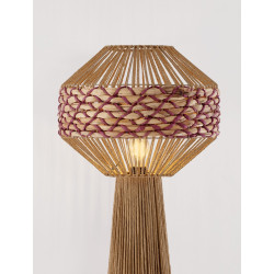 Sznurkowa lampa naturalna podłogowa z hiacyntem boho Nikita