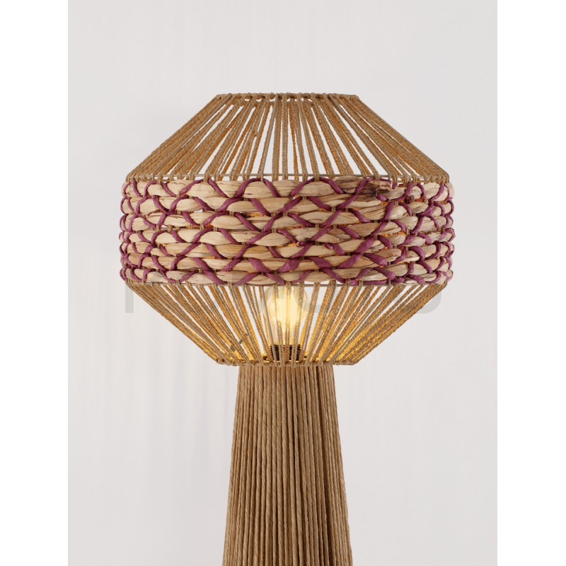 Sznurkowa lampa naturalna podłogowa z hiacyntem boho Nikita
