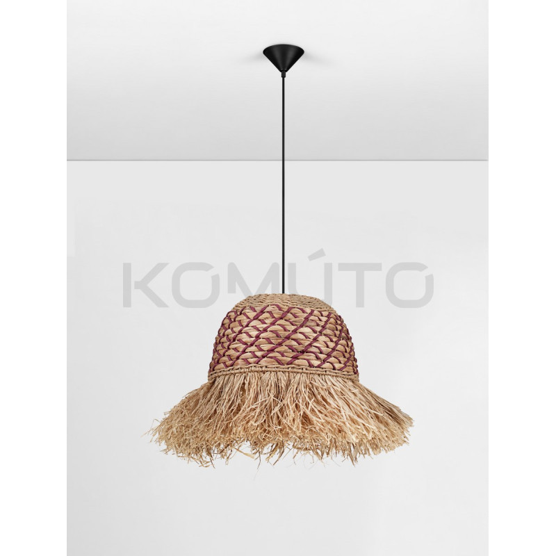 Naturalna lampa wisząca z rafii hiacyntu i sznurka  Katia 42