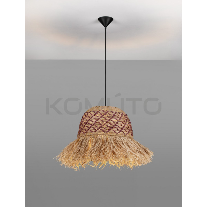 Naturalna lampa wisząca z rafii hiacyntu i sznurka  Katia 42