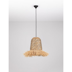 Swojska Lampa z naturalnych materiałów Katia niebieska nad stół