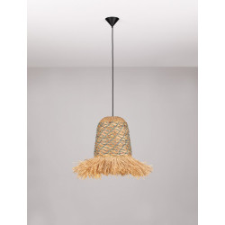 Swojska Lampa z naturalnych materiałów Katia niebieska nad stół