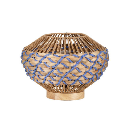 Wiejska Lampa stołowa ze sznurka i hiacyntu Leon niebieska