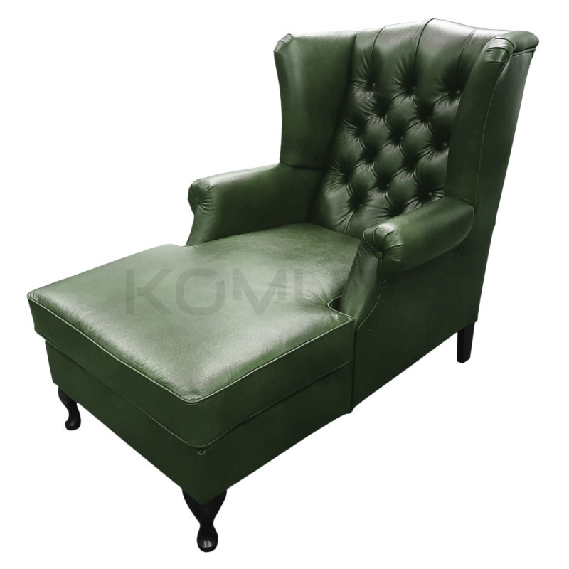 Skórzany Szezlong Chesterfield Coventry pikowane oparcie