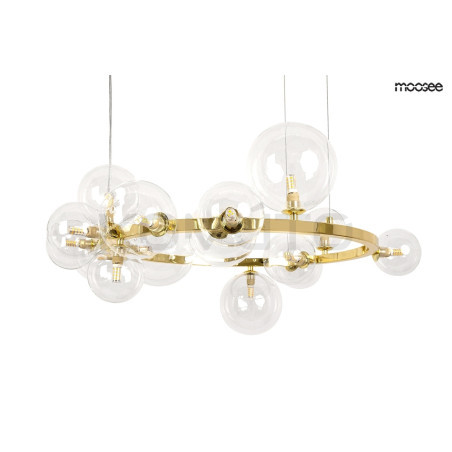 Lampa wisząca ALURE 85 złota obręcz z 15 kloszami do salonu