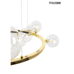 Lampa wisząca ALURE 85 złota obręcz z 15 kloszami do salonu Lampa wisząca ALURE 85 złota obręcz z 15 kloszami do salonu