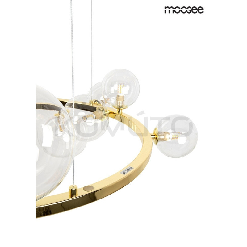 Lampa wisząca ALURE 85 złota obręcz z 15 kloszami do salonu Lampa wisząca ALURE 85 złota obręcz z 15 kloszami do salonu