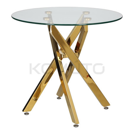 Okrągły stolik kawowy CROSS 60 transparentny złoty do sofy