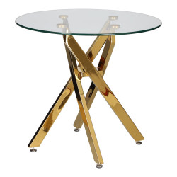 Okrągły stolik kawowy CROSS 60 transparentny złoty do sofy Okrągły stolik kawowy CROSS 60 transparentny złoty do sofy