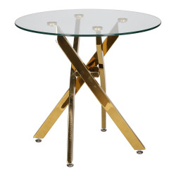 Okrągły stolik kawowy CROSS 60 transparentny złoty do sofy Okrągły stolik kawowy CROSS 60 transparentny złoty do sofy