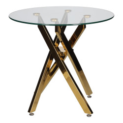 Okrągły stolik kawowy CROSS 60 transparentny złoty do sofy Okrągły stolik kawowy CROSS 60 transparentny złoty do sofy