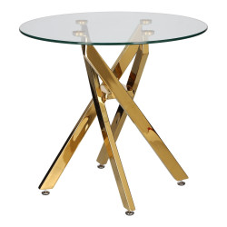 Okrągły stolik kawowy CROSS 60 transparentny złoty do sofy Okrągły stolik kawowy CROSS 60 transparentny złoty do sofy