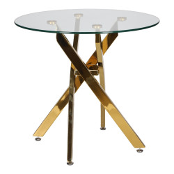 Okrągły stolik kawowy CROSS 60 transparentny złoty do sofy Okrągły stolik kawowy CROSS 60 transparentny złoty do sofy