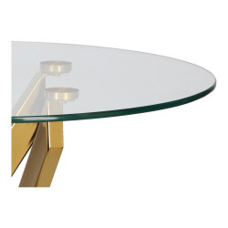 Okrągły stolik kawowy CROSS 60 transparentny złoty do sofy Okrągły stolik kawowy CROSS 60 transparentny złoty do sofy