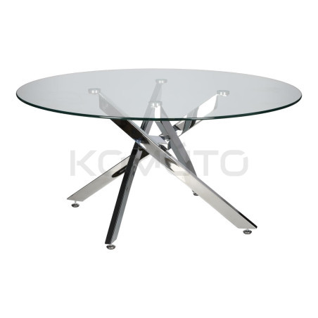 Okrągły Stolik kawowy CROSS 90 transparentny chrom do salonu