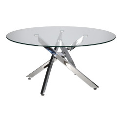 Okrągły Stolik kawowy CROSS 90 transparentny chrom do salonu Okrągły Stolik kawowy CROSS 90 transparentny chrom do salonu
