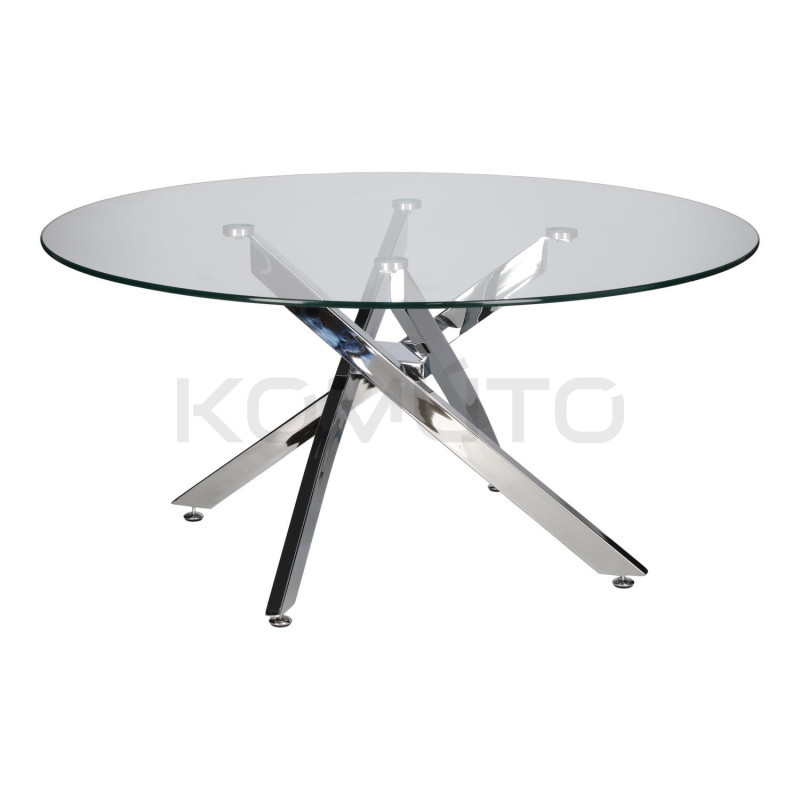 Okrągły Stolik kawowy CROSS 90 transparentny chrom do salonu Okrągły Stolik kawowy CROSS 90 transparentny chrom do salonu