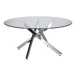 Okrągły Stolik kawowy CROSS 90 transparentny chrom do salonu Okrągły Stolik kawowy CROSS 90 transparentny chrom do salonu