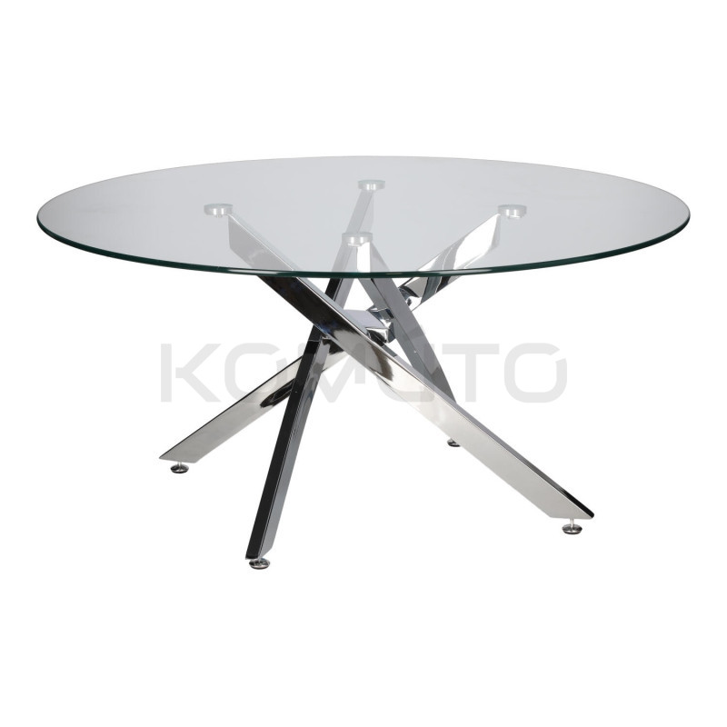 Okrągły Stolik kawowy CROSS 90 transparentny chrom do salonu Okrągły Stolik kawowy CROSS 90 transparentny chrom do salonu