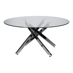 Okrągły Stolik kawowy CROSS 90 transparentny chrom do salonu Okrągły Stolik kawowy CROSS 90 transparentny chrom do salonu