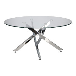 Okrągły Stolik kawowy CROSS 90 transparentny chrom do salonu Okrągły Stolik kawowy CROSS 90 transparentny chrom do salonu