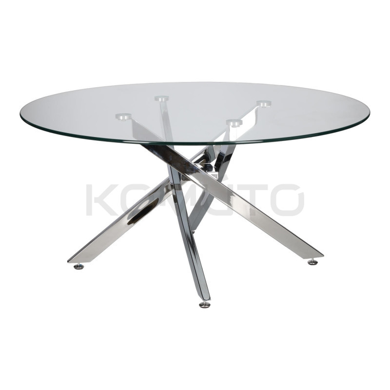 Okrągły Stolik kawowy CROSS 90 transparentny chrom do salonu Okrągły Stolik kawowy CROSS 90 transparentny chrom do salonu