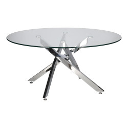 Okrągły Stolik kawowy CROSS 90 transparentny chrom do salonu Okrągły Stolik kawowy CROSS 90 transparentny chrom do salonu