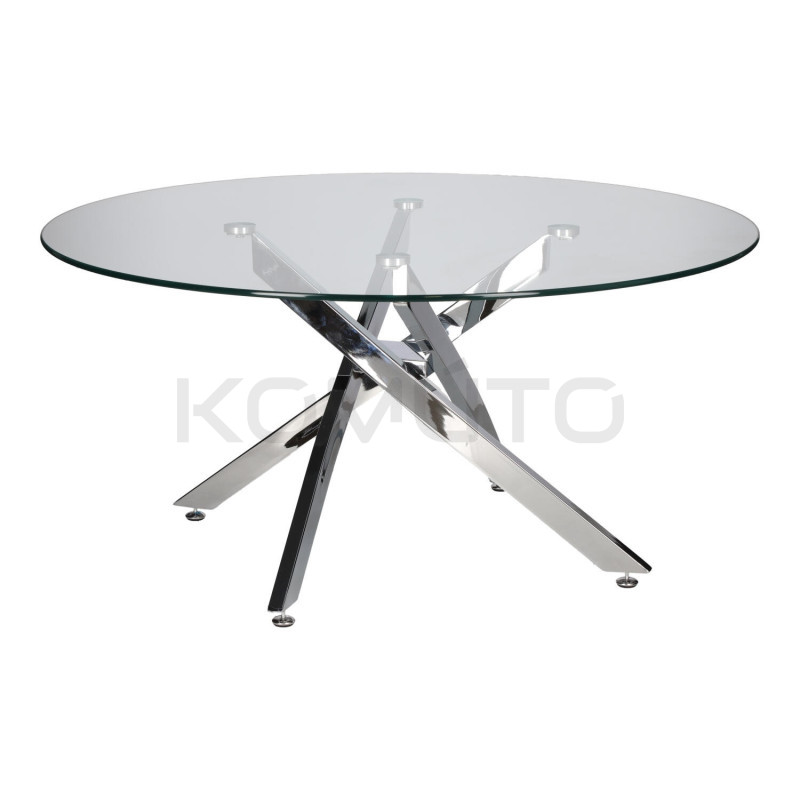 Okrągły Stolik kawowy CROSS 90 transparentny chrom do salonu Okrągły Stolik kawowy CROSS 90 transparentny chrom do salonu