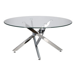 Okrągły Stolik kawowy CROSS 90 transparentny chrom do salonu Okrągły Stolik kawowy CROSS 90 transparentny chrom do salonu
