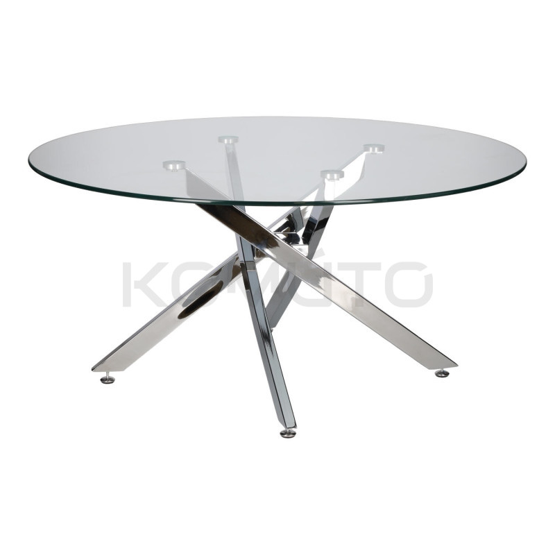 Okrągły Stolik kawowy CROSS 90 transparentny chrom do salonu Okrągły Stolik kawowy CROSS 90 transparentny chrom do salonu